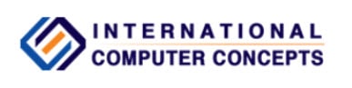 Blue navy and orange icon with International Computer Concepts Logo