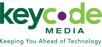 Green and purple keycode media logo with subtitle Keeping you ahead of technology